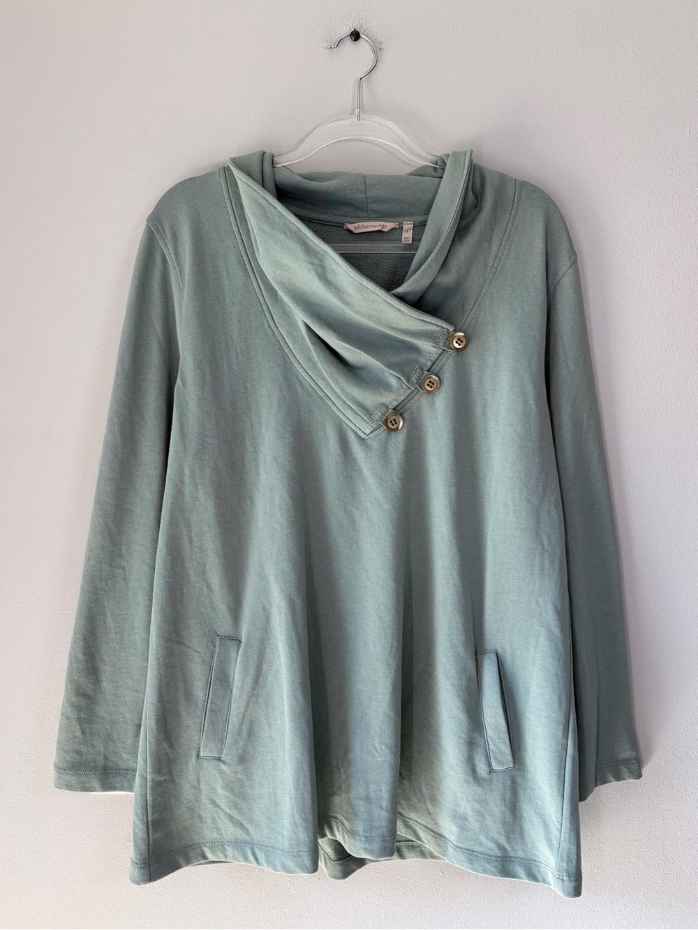 Soft Surroundings Westminster Tunic Sweater with Asymmetrical Button Detail